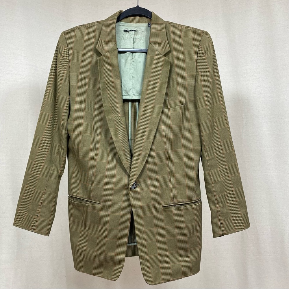 Vintage Men’s Brown Plaid 100% Cotton Blazer Jacket